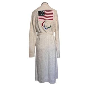 SKIMS Team USA Paralympic Cozy Knit Bouclé  Bone Belted Lounge Robe S/M NWT